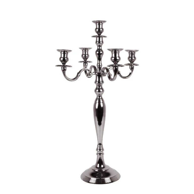 Kandelaar 5-armig - 80 cm - zilver - aluminium