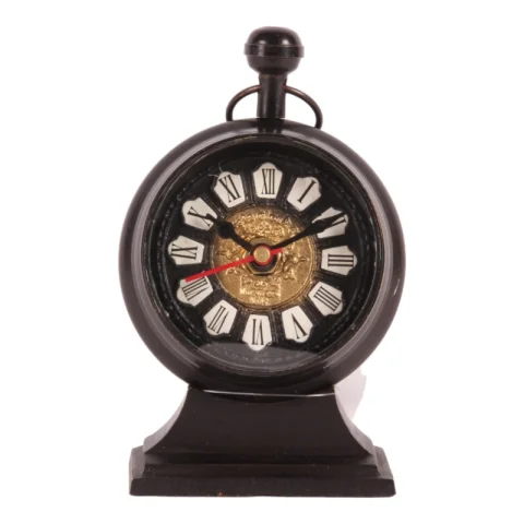 Tafelklok Alain - zwart - messing - 15 cm