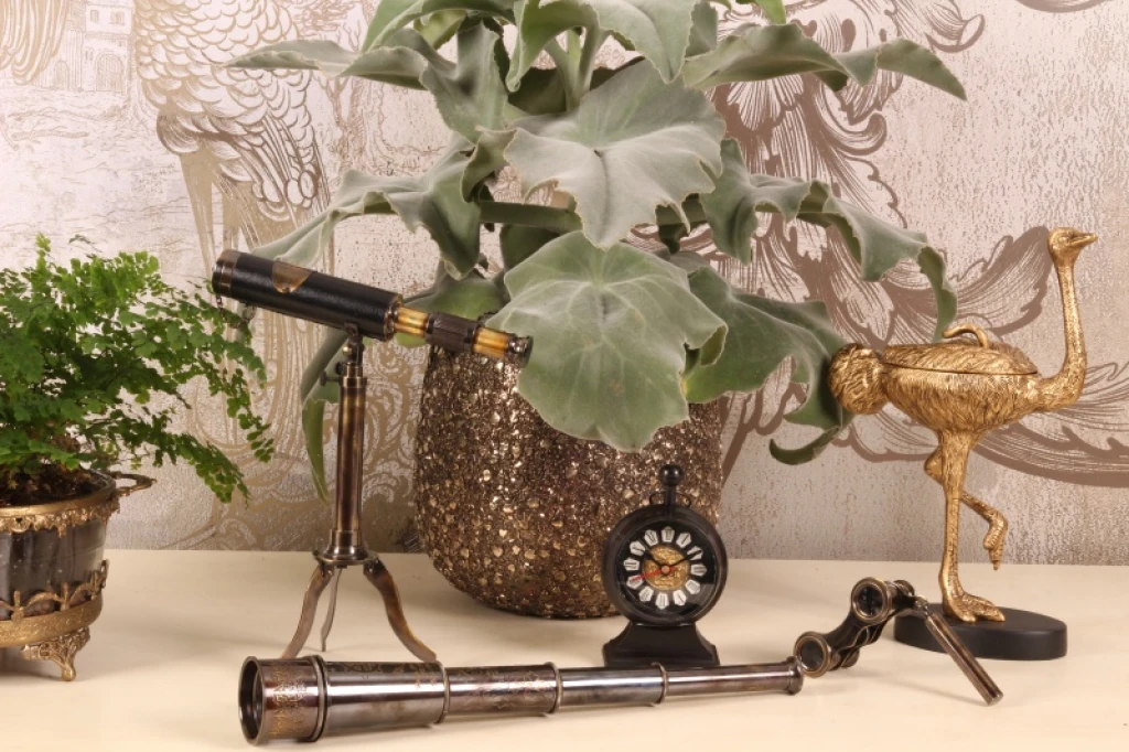 Tafelklok Alain - zwart - messing - 15 cm