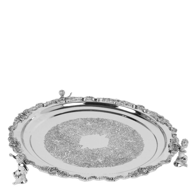 Sierschaal met engeltjes - zilver - 39 cm - 1 stuk
