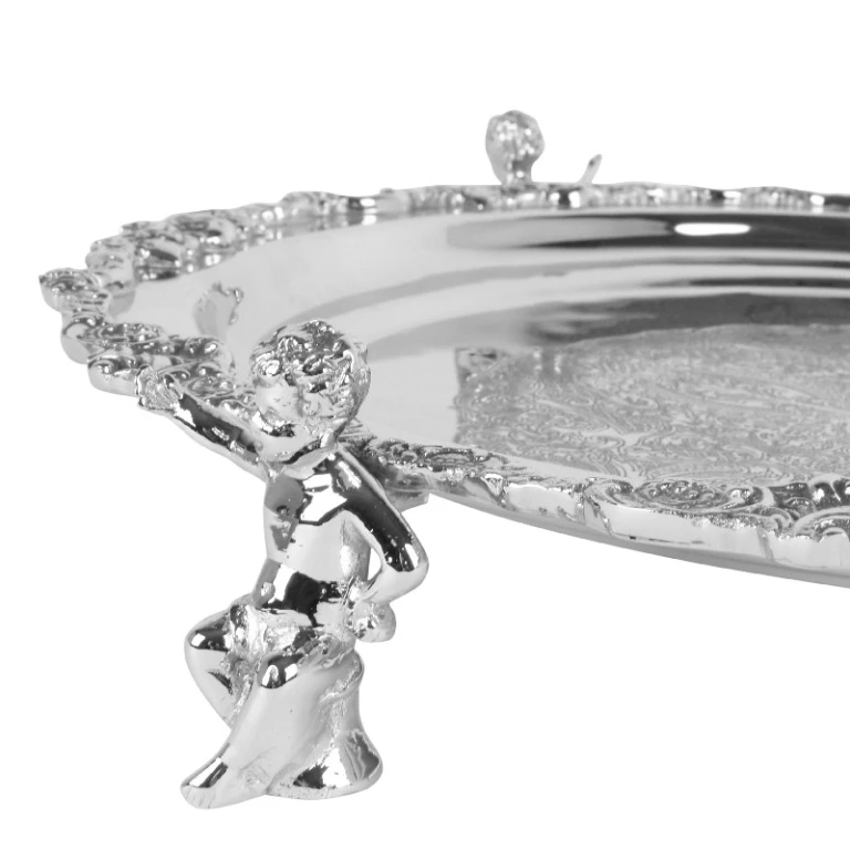 Sierschaal met engeltjes - zilver - 39 cm - 1 stuk