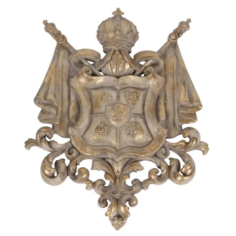 Wandplaque Wapen - beige/goud - 36,5 cm - kunsthars