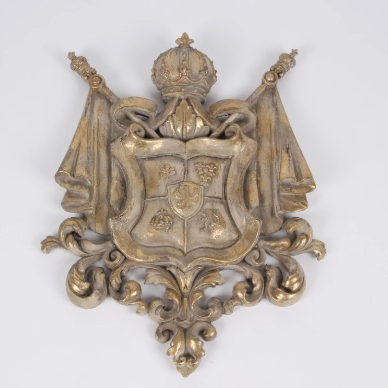Wandplaque Wapen - beige/goud - 36,5 cm - kunsthars