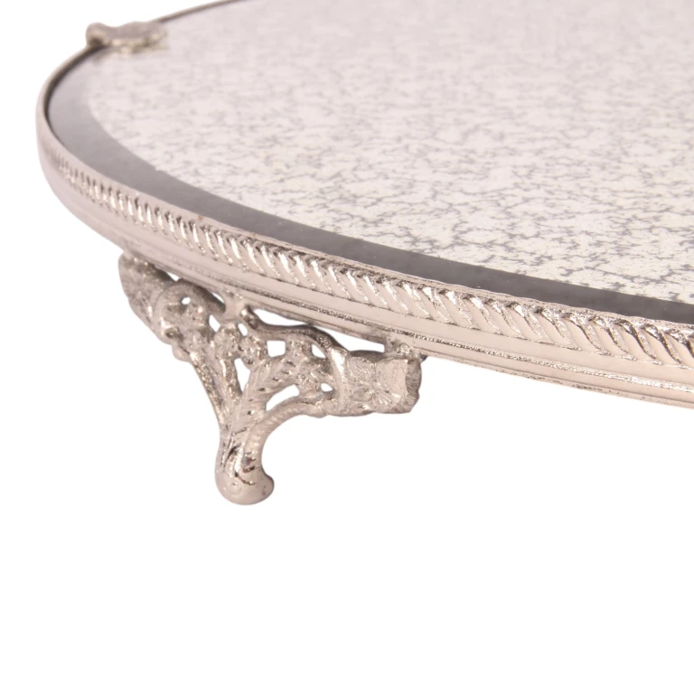 Spiegeldienblad - zilver - messing - 38,5 cm