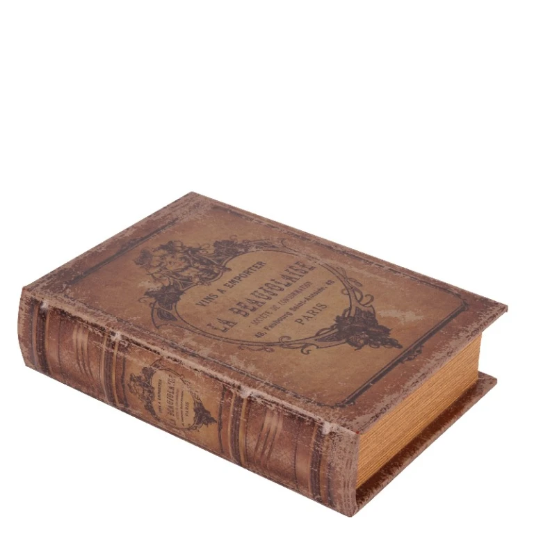 Opbergdoos boekvorm - 23 cm - bruin - kunstleer