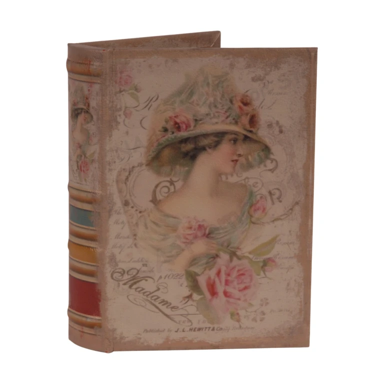 Opbergdoos boekvorm - 20 cm - roze - kunstleer