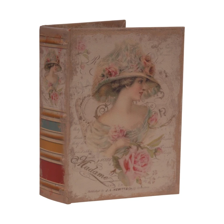 Opbergdoos boekvorm - 23 cm - roze - kunstleer
