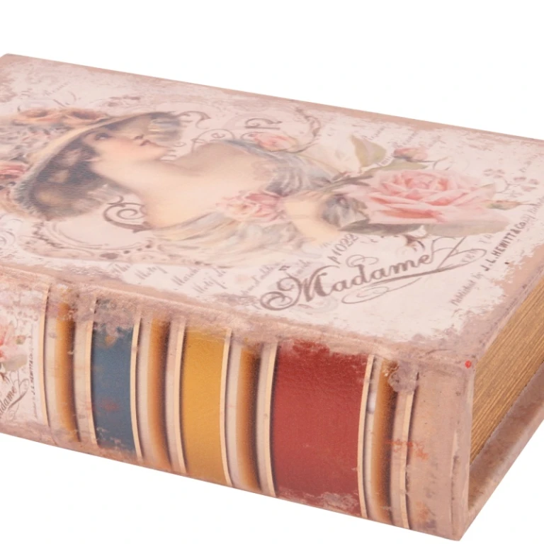 Opbergdoos boekvorm - 23 cm - roze - kunstleer