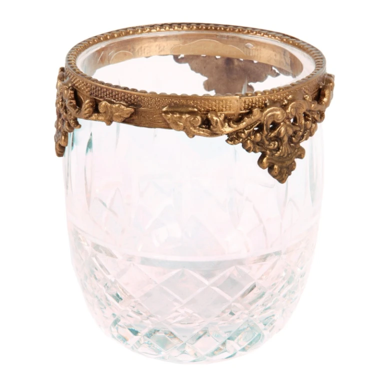 Waxinelichthouder - goud - messing & glas - 10 cm