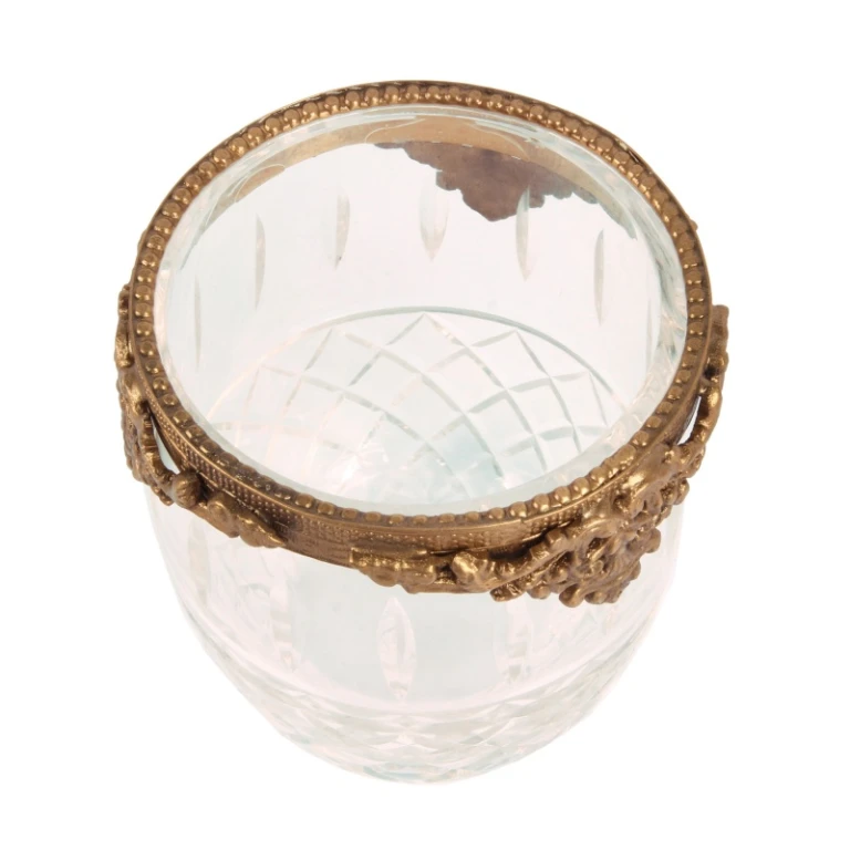 Waxinelichthouder - goud - messing & glas - 10 cm