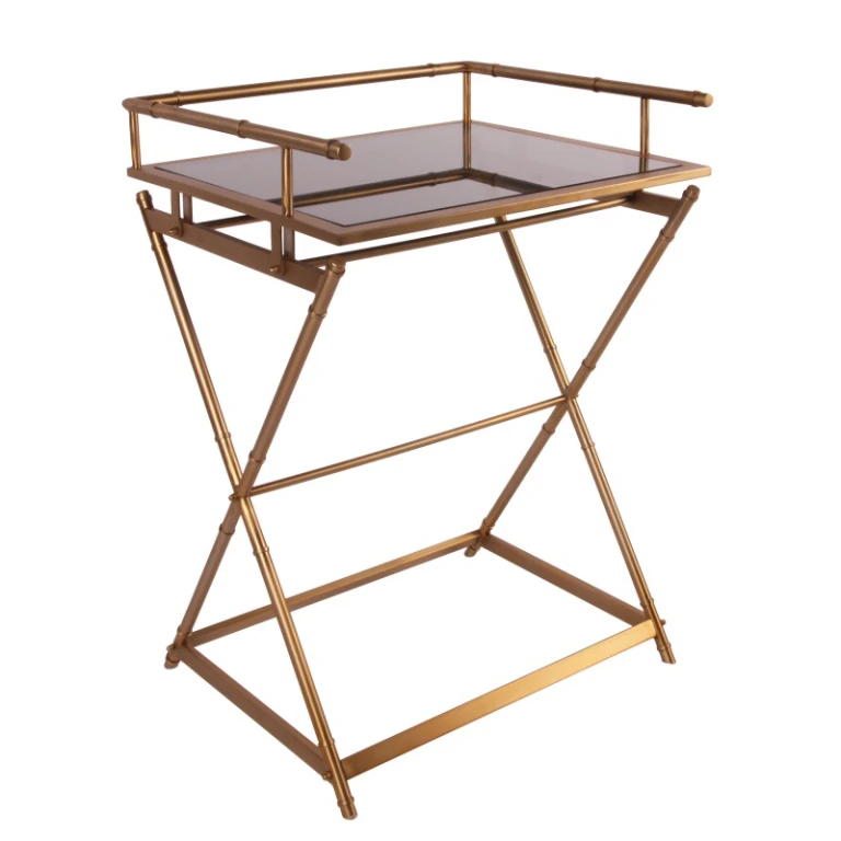 Serveertafel - goud - glas & staal - 85 cm