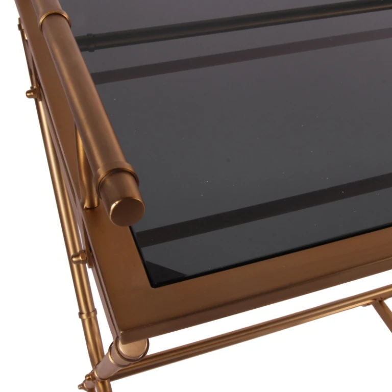 Serveertafel - goud - glas & staal - 85 cm