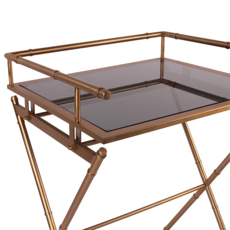 Serveertafel - goud - glas & staal - 85 cm