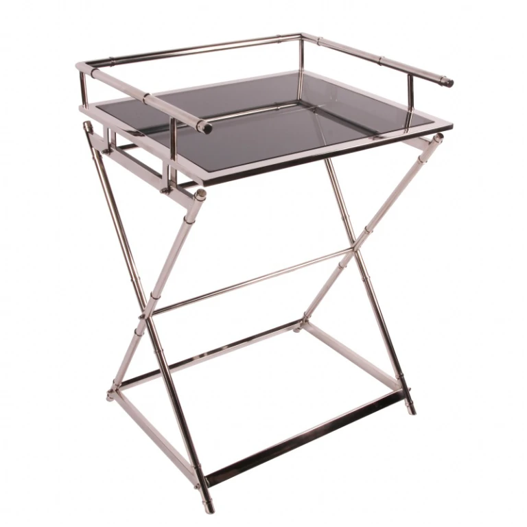 Serveertafel - zilver - glas & staal - 85 cm