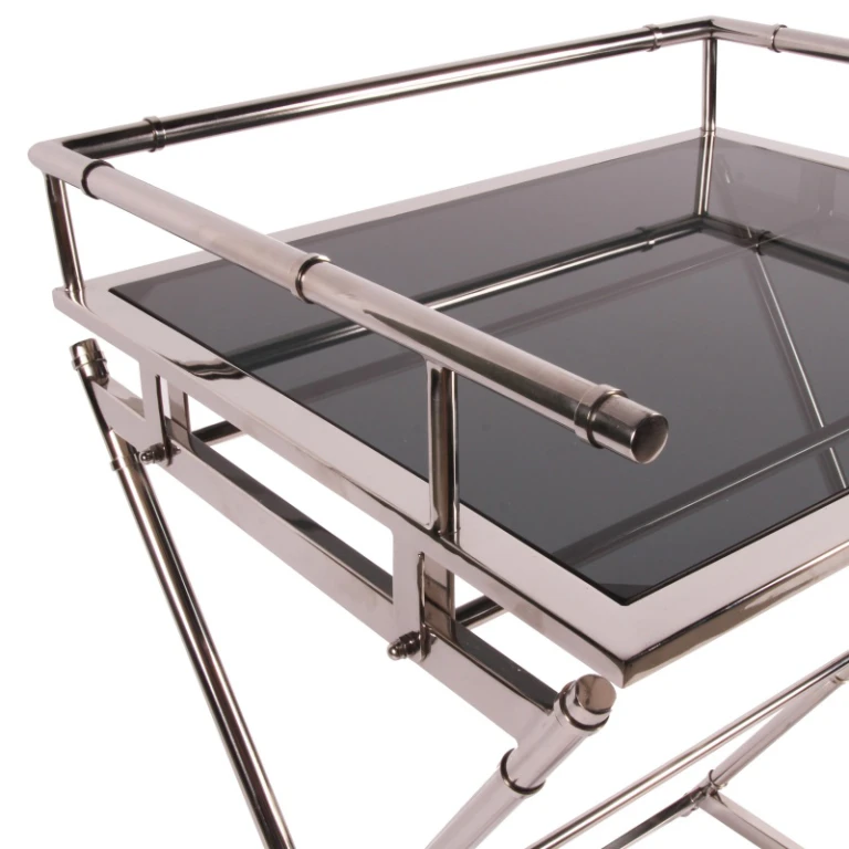Serveertafel - zilver - glas & staal - 85 cm