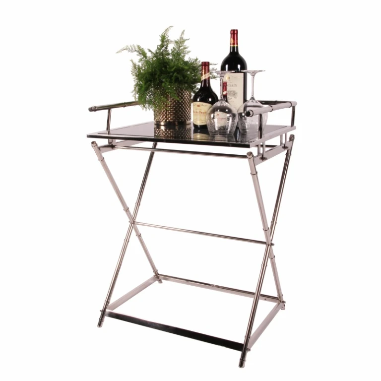 Serveertafel - zilver - glas & staal - 85 cm