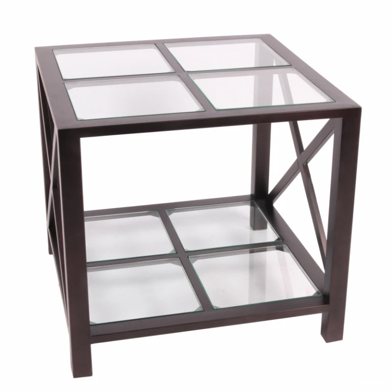 Bijzettafel Santiago - glas en staal - zwart - 60 x 60 x 55 cm