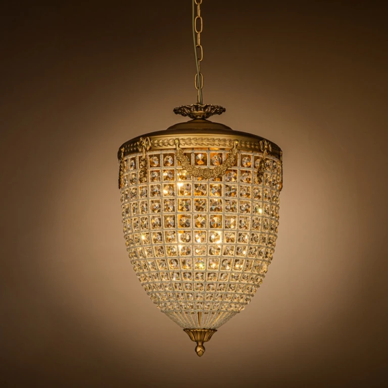 Kroonluchter Empire - goud - ijzer & glas - 65 cm