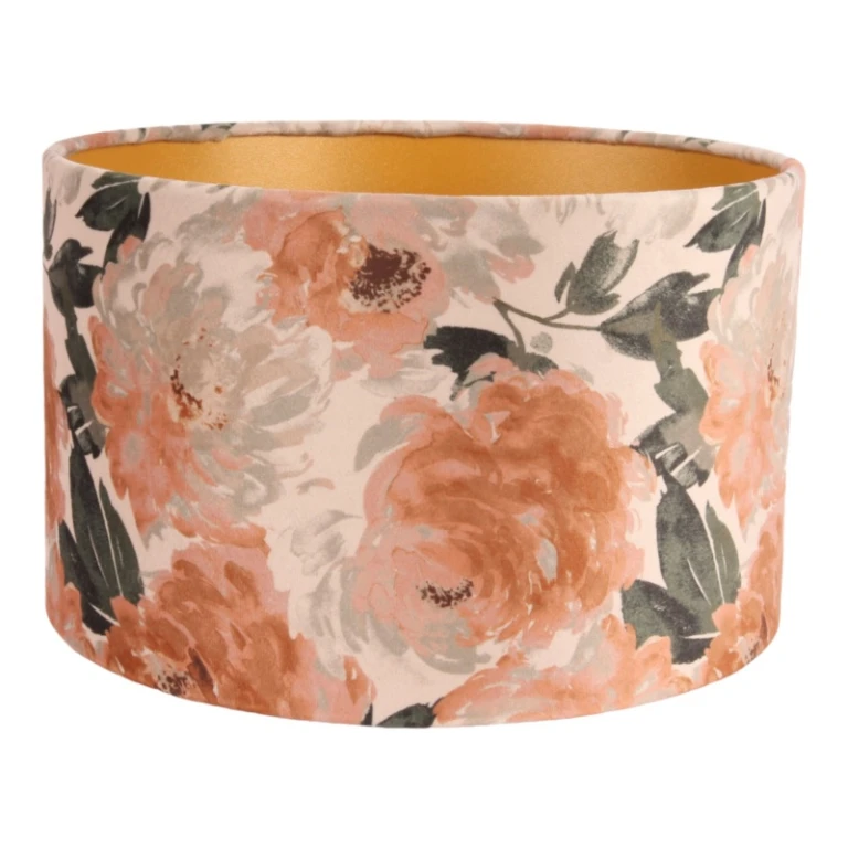 Lampenkap - bloemenprint - roze - stof - 25 cm