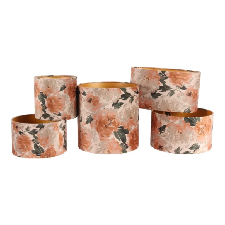 Lampenkap - bloemenprint - roze - stof - 25 cm