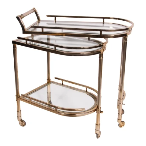 Bar trolley - goud - glas & staal - 83 cm