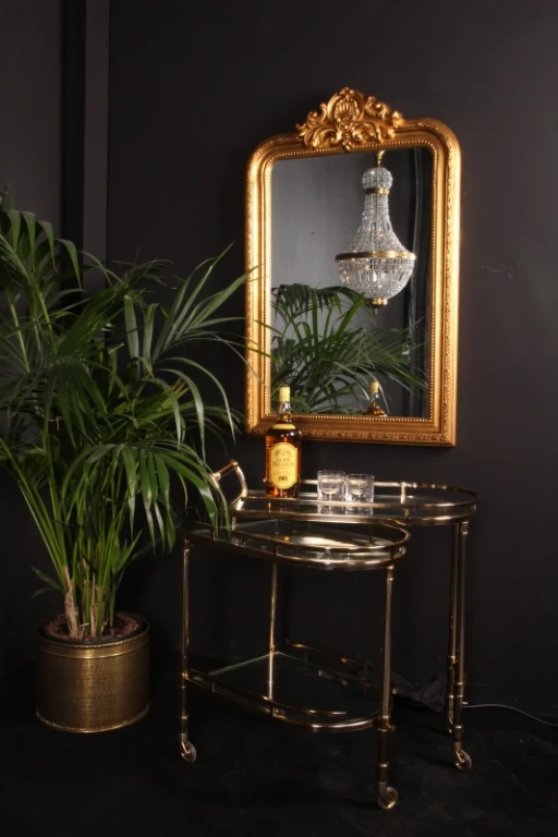 Bar trolley - goud - glas & staal - 83 cm