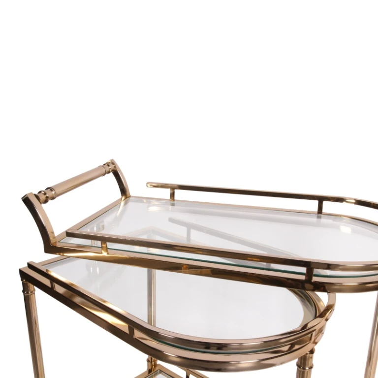 Bar trolley - goud - glas & staal - 83 cm