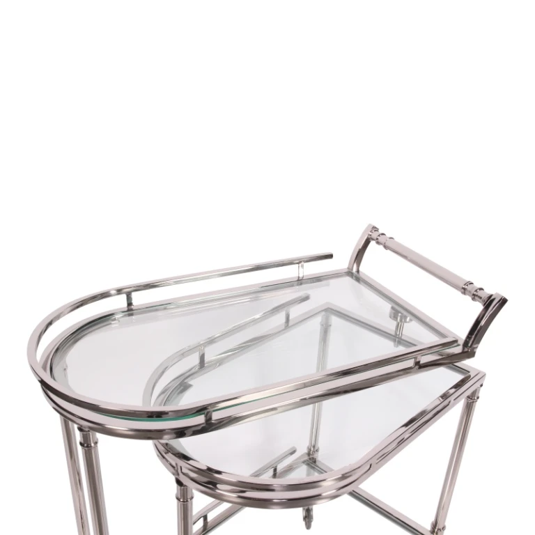 Bar trolley - zilver - glas & staal - 83 cm