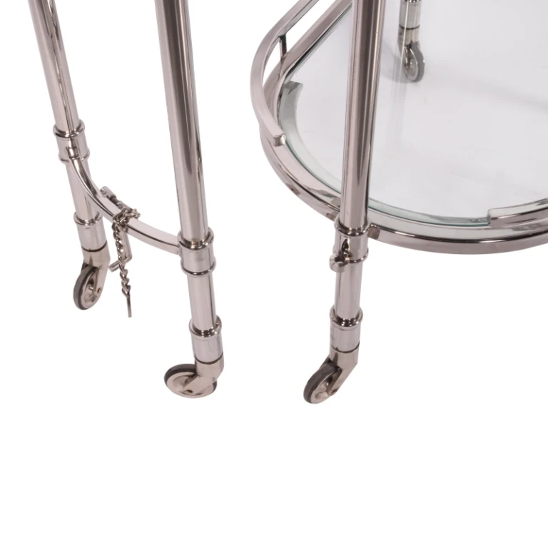 Bar trolley - zilver - glas & staal - 83 cm