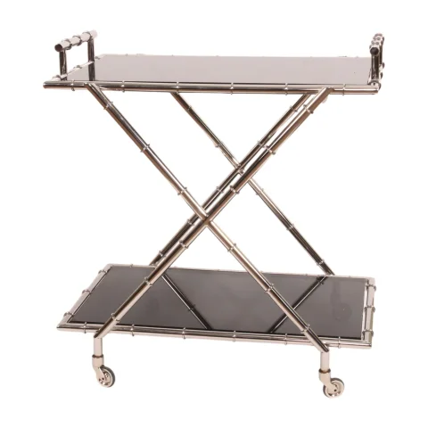 Serveer trolley - zilver - glas & staal - 88 cm