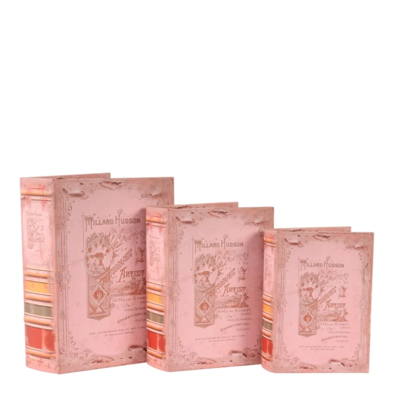 Boekendoos Hudson - 23 cm - roze - kunstleer - 1 stuk