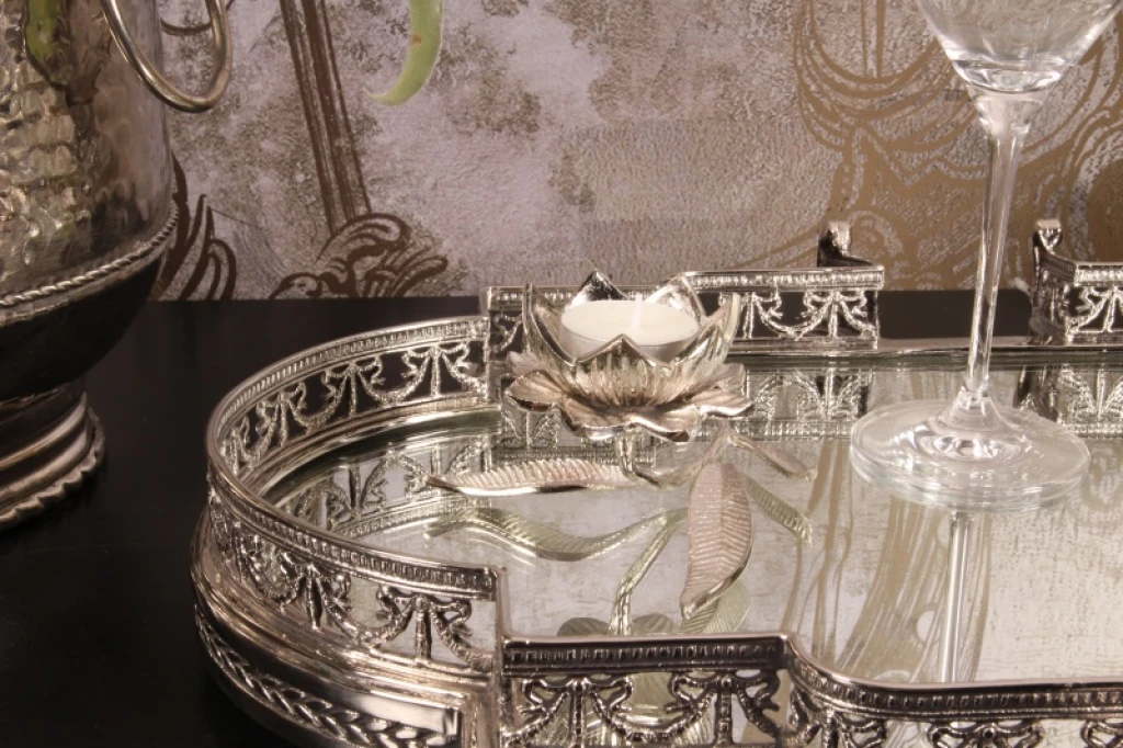 Theelichthouder Bloem - zilver - messing - 7,5 cm