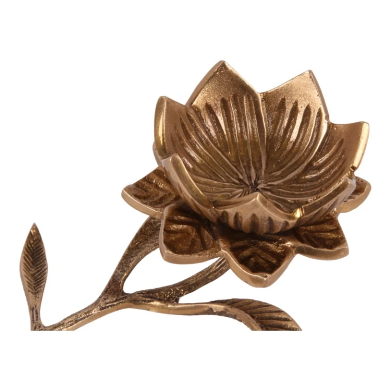 Theelichthouder Bloem - messing - goud - 7,5 cm