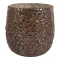 Waxinelichthouder Bloem - 12 cm - bruin - glas