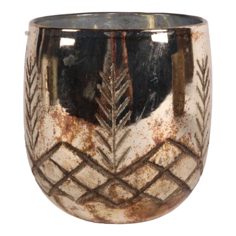 Waxinelichthouder Baroque - 16 cm - zilver - glas
