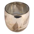 Waxinelichthouder Bladeren - 16 cm - goud - glas
