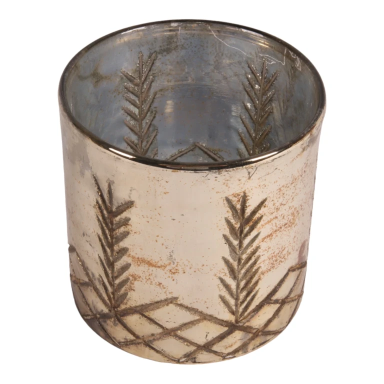 Waxinelichthouder - zilver - glas - 12 cm