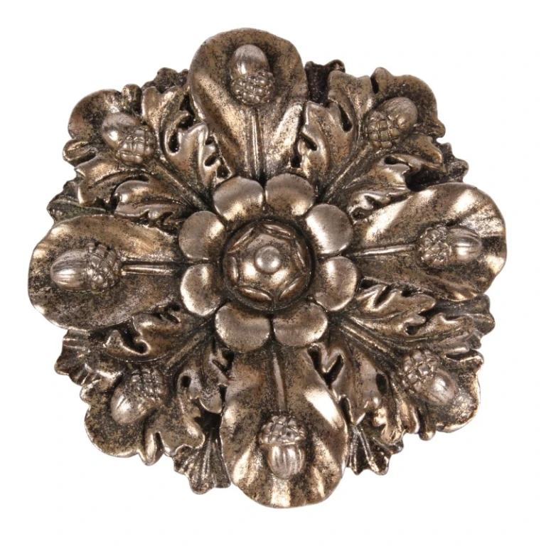 Wandornament bloemvorm - zilver - 15 cm - kunsthars
