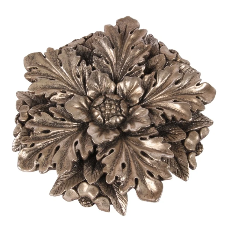 Wandornament Bloem - zilver - 25,5 cm - kunsthars