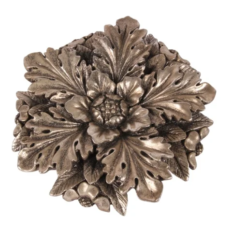 Wandornament Bloem - zilver - 25,5 cm - kunsthars