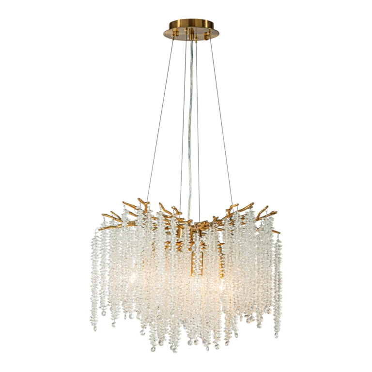 Dutch Style Kroonluchter Waterfall - 45 cm - goud - glas