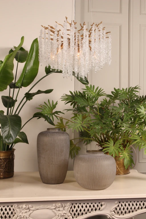 Dutch Style Kroonluchter Waterfall - 45 cm - goud - glas