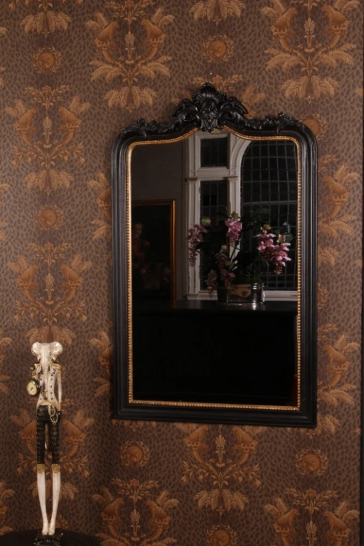 Wandspiegel - zwart - hout en kunsthars - 130x80 cm