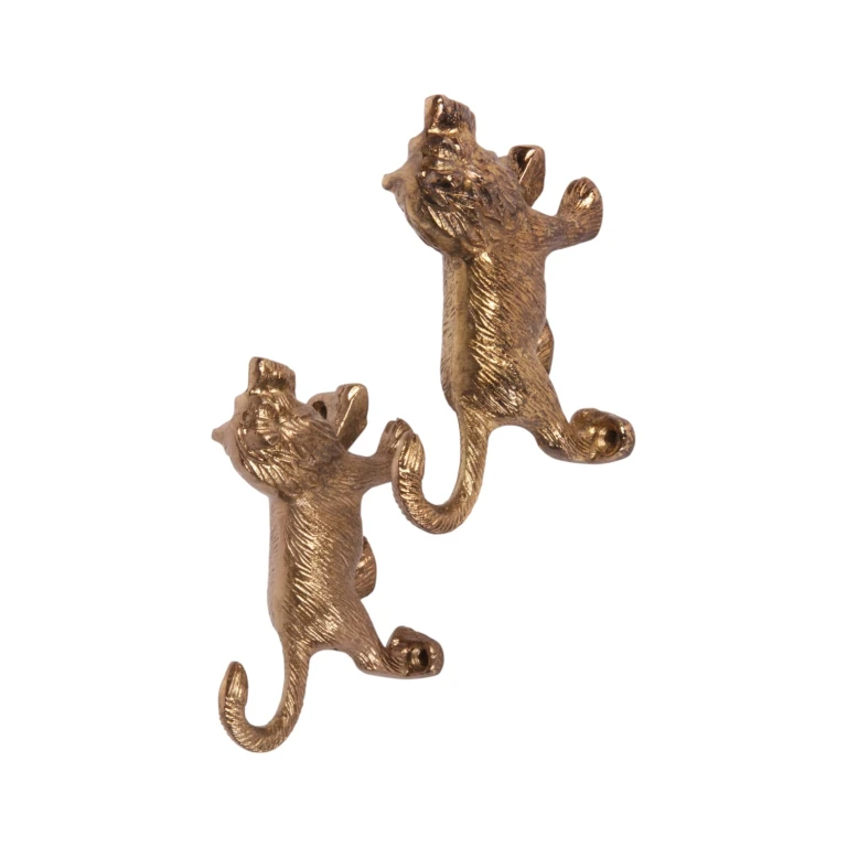 Wandhaak leeuw - goud - aluminium - 12 cm