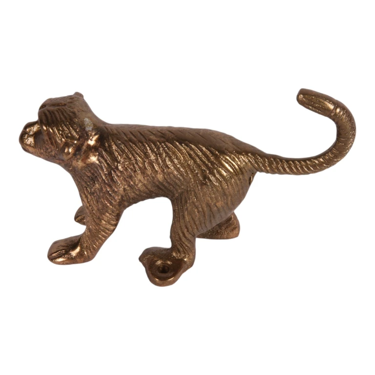 Wandhaak aap - goud - aluminium - 12 cm