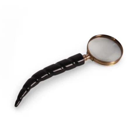 Vergrootglas in hoornvorm - messing - goudkleurig - 26 cm