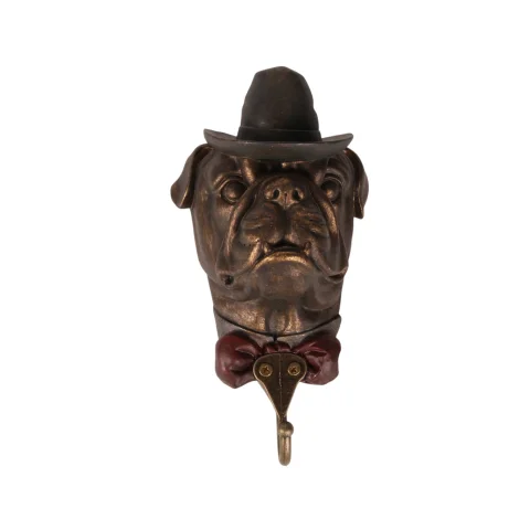 Wandhaak Buldog - 22 cm - goud - kunsthars