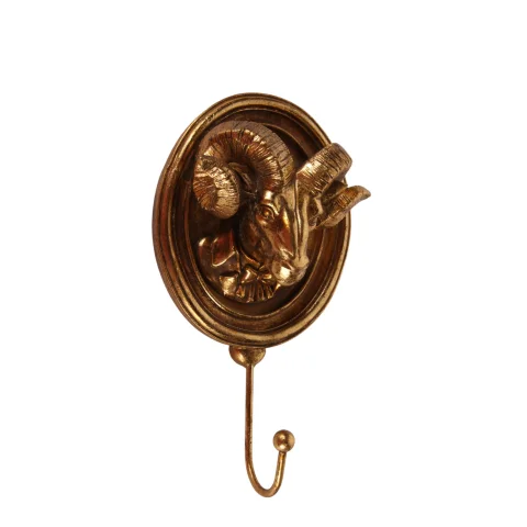 Wandhaak ram - goud - 19 cm