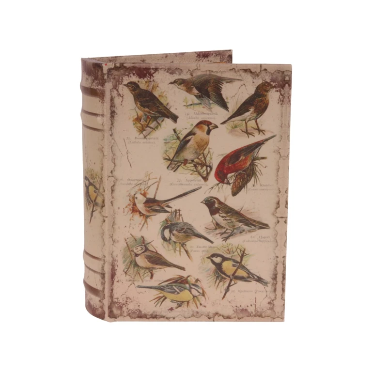Opbergdoos boekvorm - 20 cm - beige - kunstleer