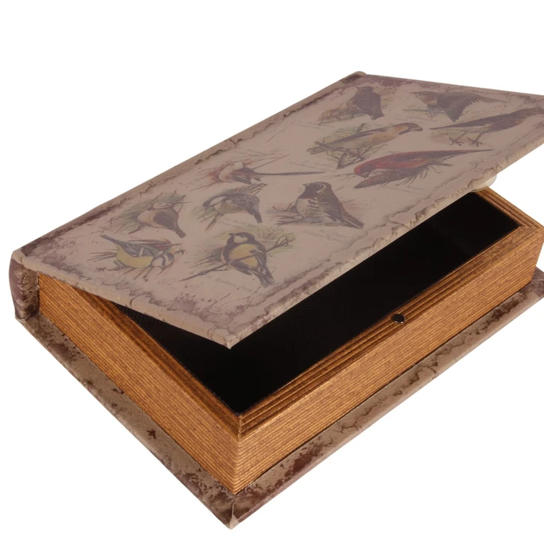 Opbergdoos boekvorm - 20 cm - beige - kunstleer